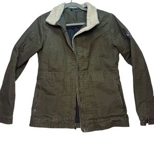 KUHL Womens Olive Green Sherpa ‎ Utility Jacket Size S Blur Lined